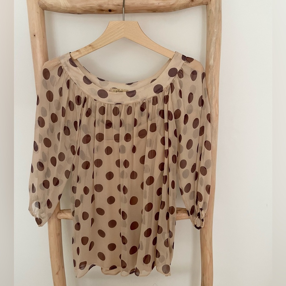 Jaloux 100% SILK Polka Dot Blouse with 100% SILK Camisole